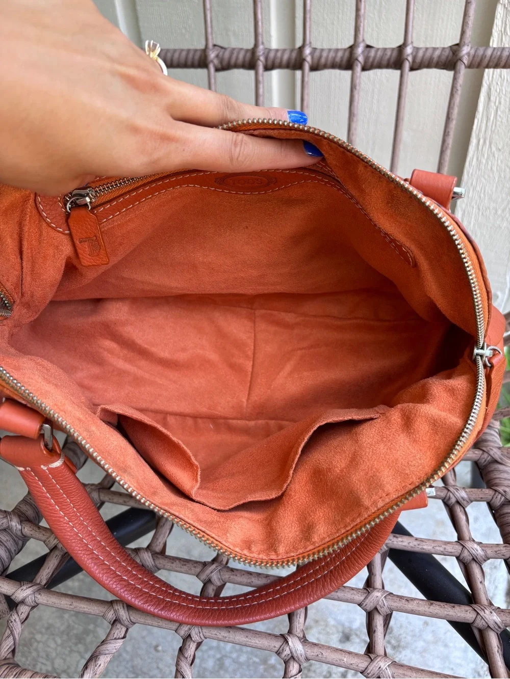 TOD'S Rust Orange Leather Shoulder Bag